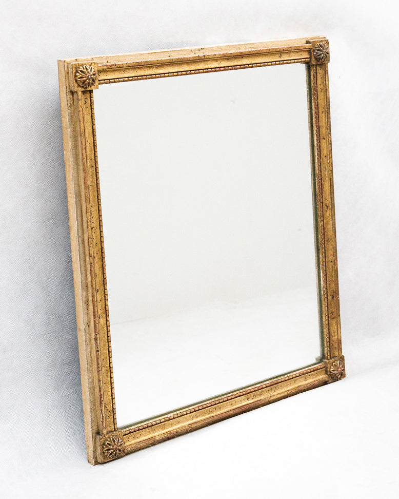 Small Louis XVI Giltwood Mirror with Floral Corners