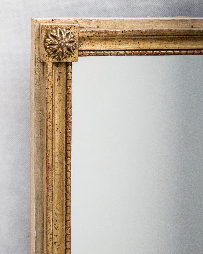 Small Louis XVI Giltwood Mirror with Floral Corners