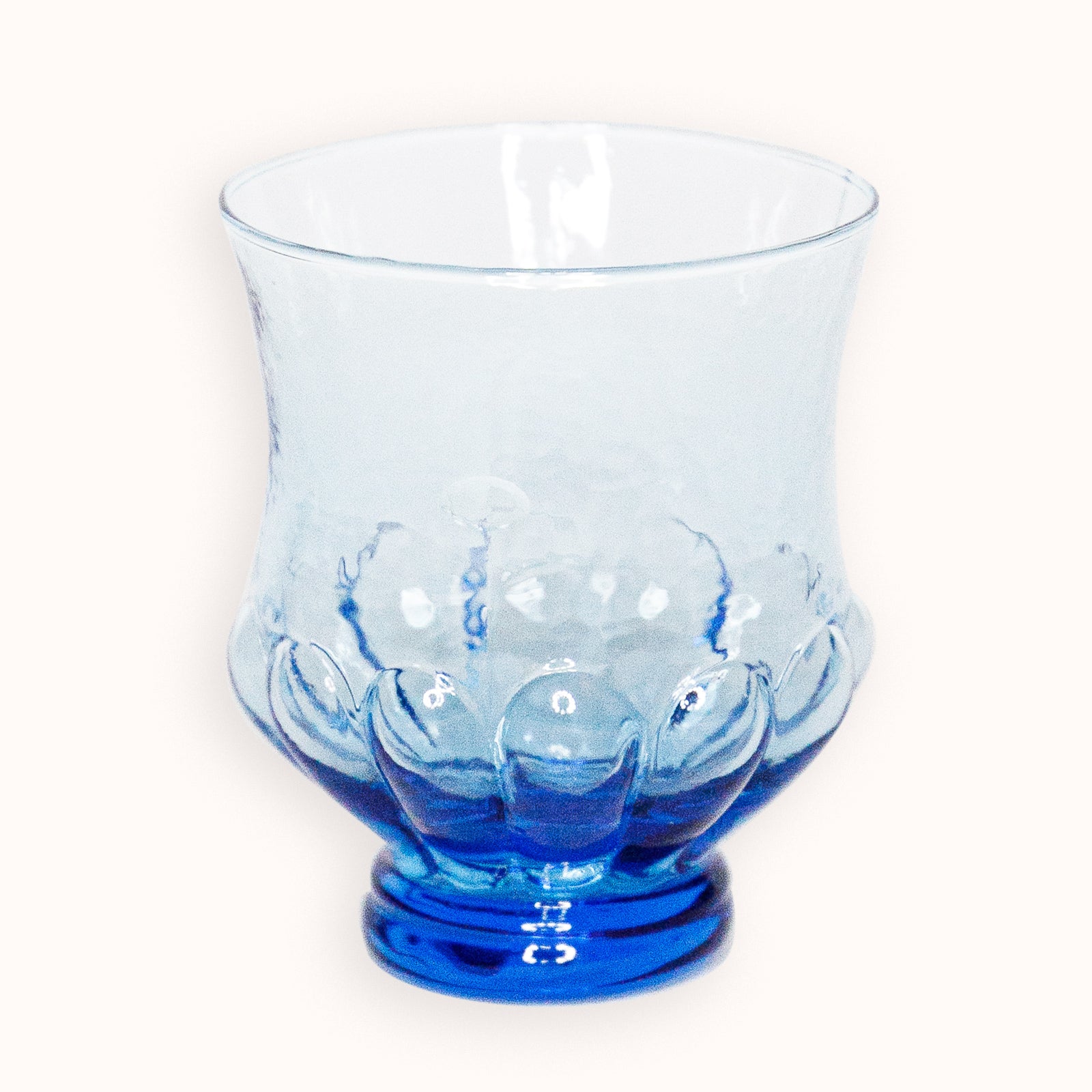 Vintage Azure Blue Petal-Glass Tumblers, Set of 4
