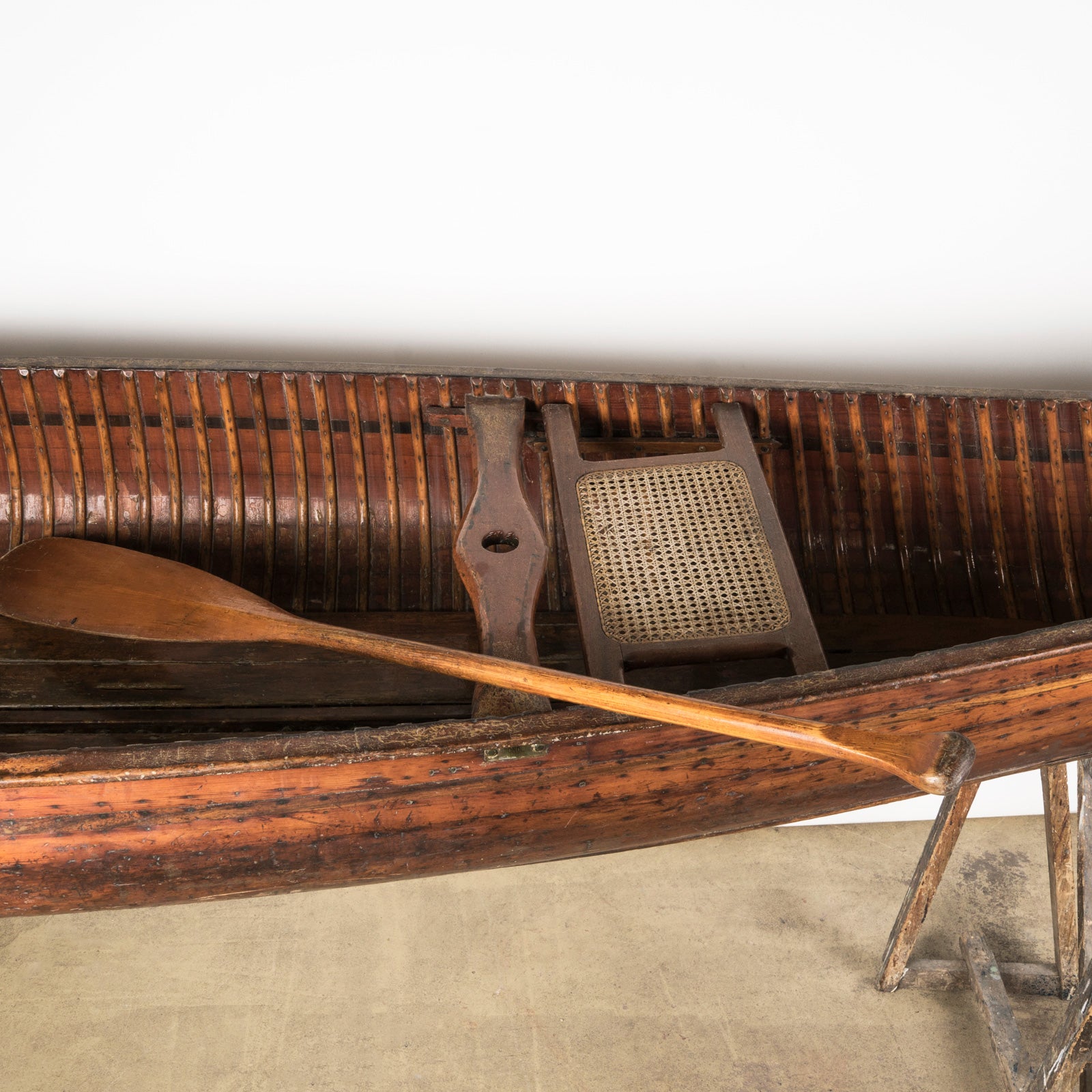 Vintage Early 20th C French Wooden Canoe
