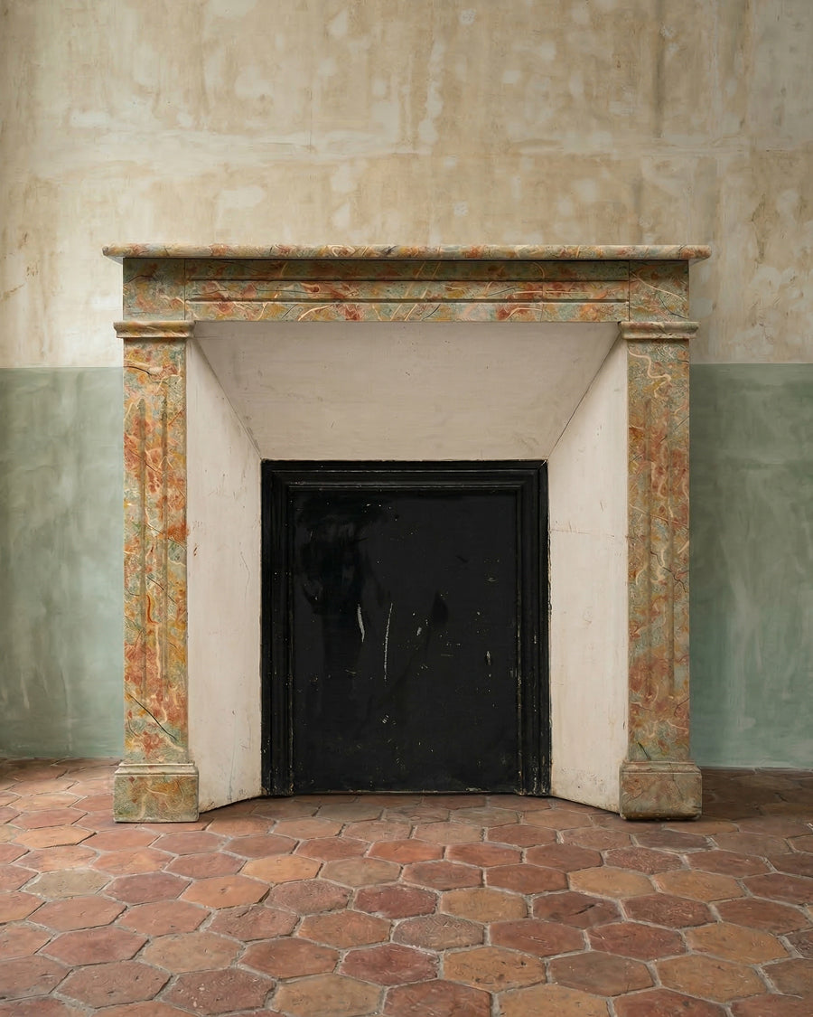 Wooden Faux Marble Painted Fireplace Mantel