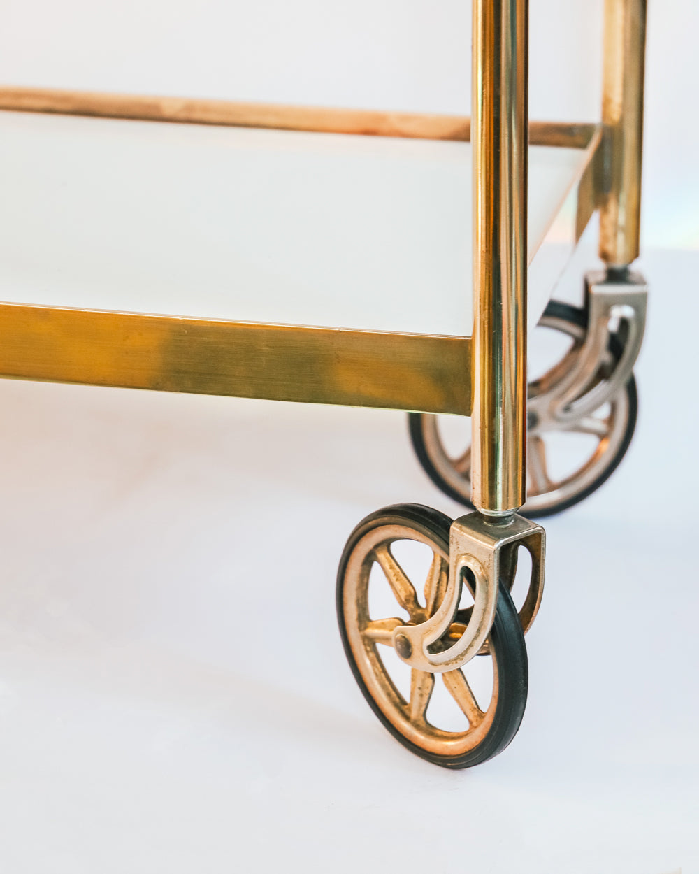 Small Mid-Century Modern Brass Bar Cart / Drinks Trolley or Side Table, France 1950s