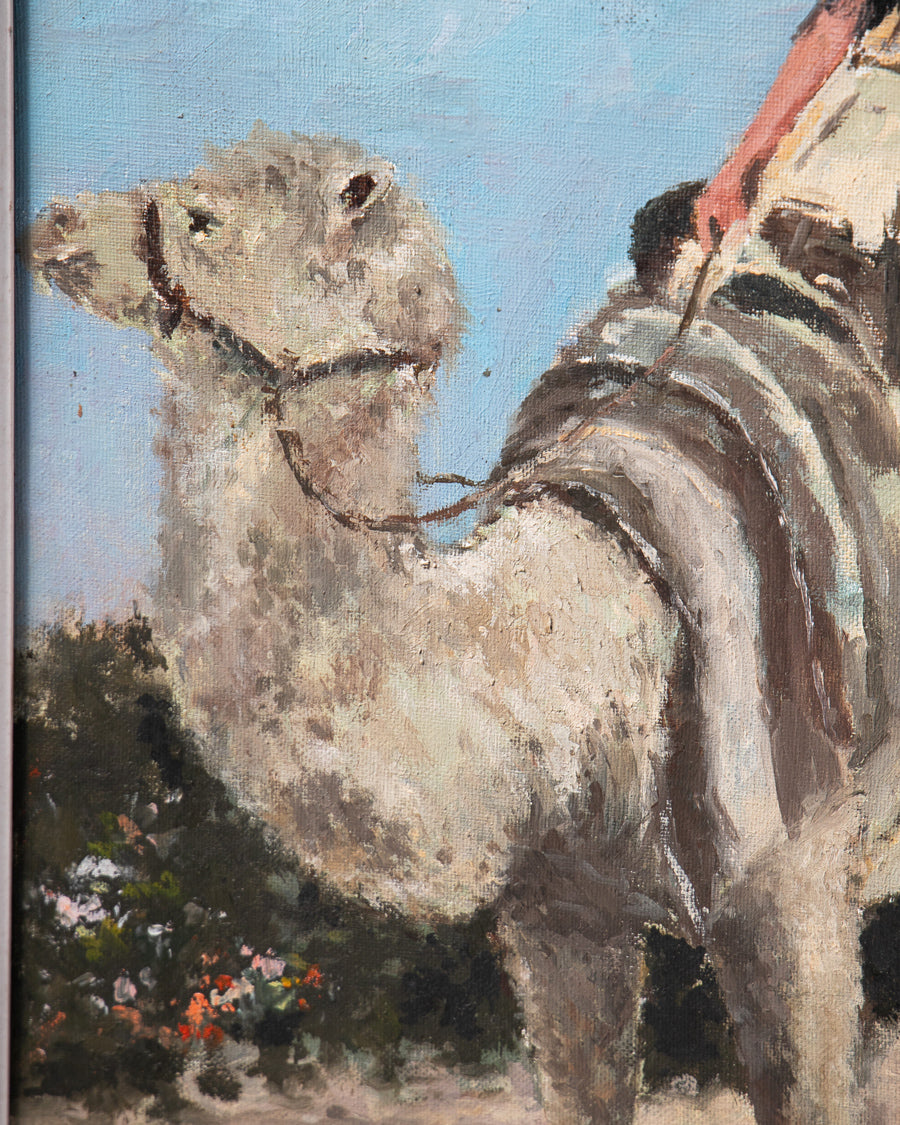 Vintage French Oil Painting, Cannes Film Festival 1964, Signed R. Peyre
