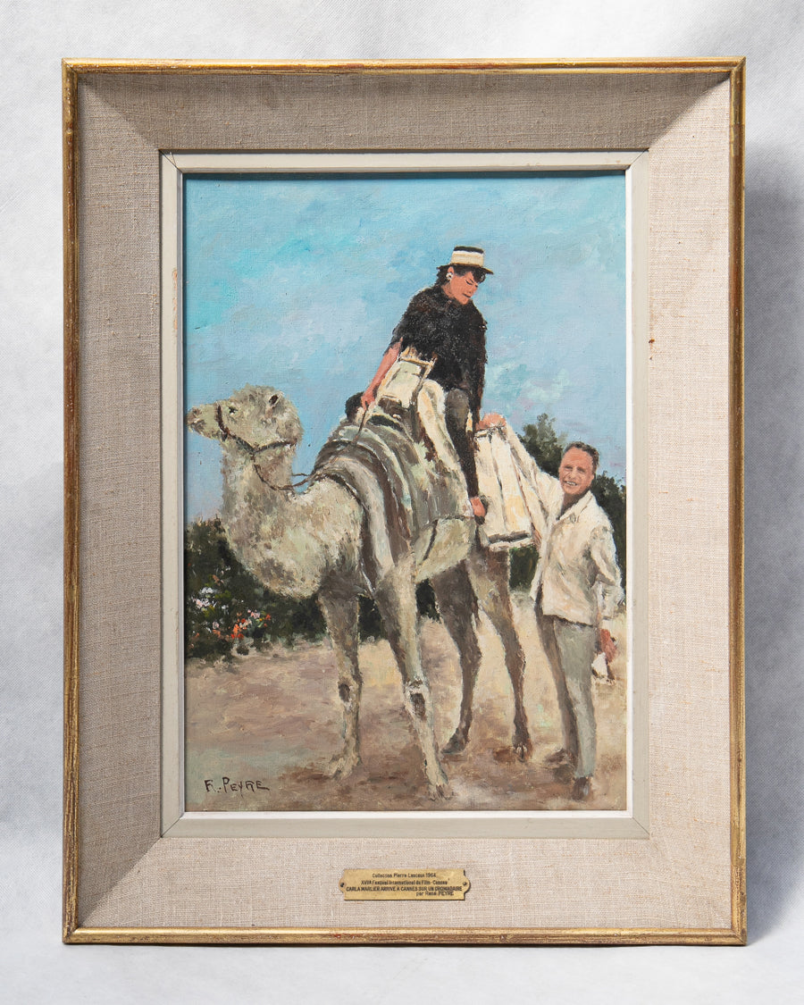 Vintage French Oil Painting, Cannes Film Festival 1964, Signed R. Peyre