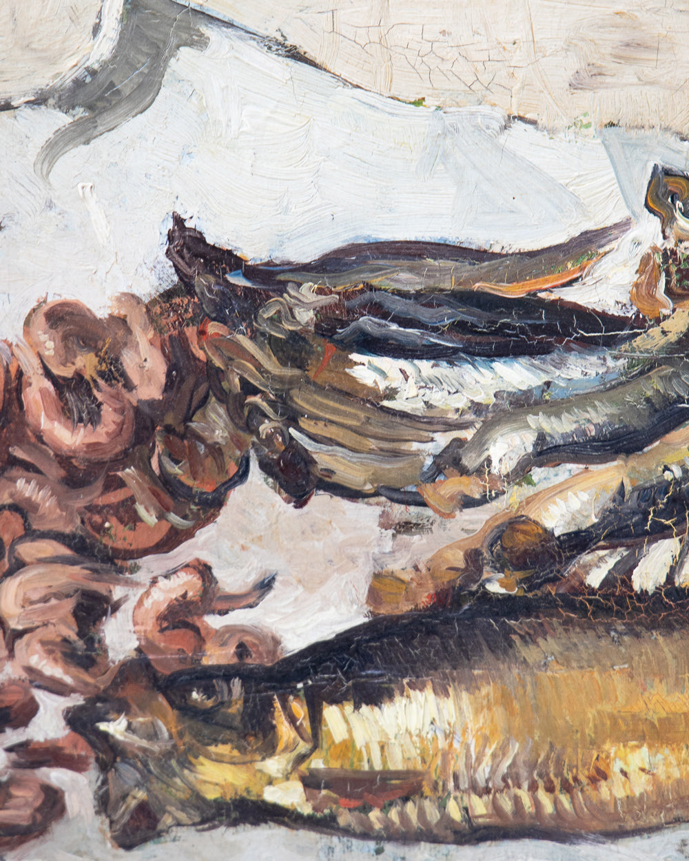 Small Still Life with Fish, Shrimp & Lemon by Émile Lecomte, 1935