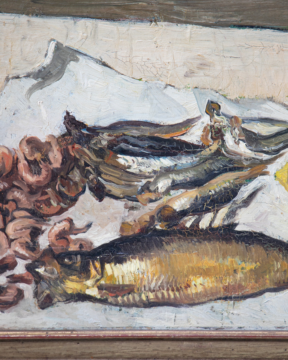 Small Still Life with Fish, Shrimp & Lemon by Émile Lecomte, 1935