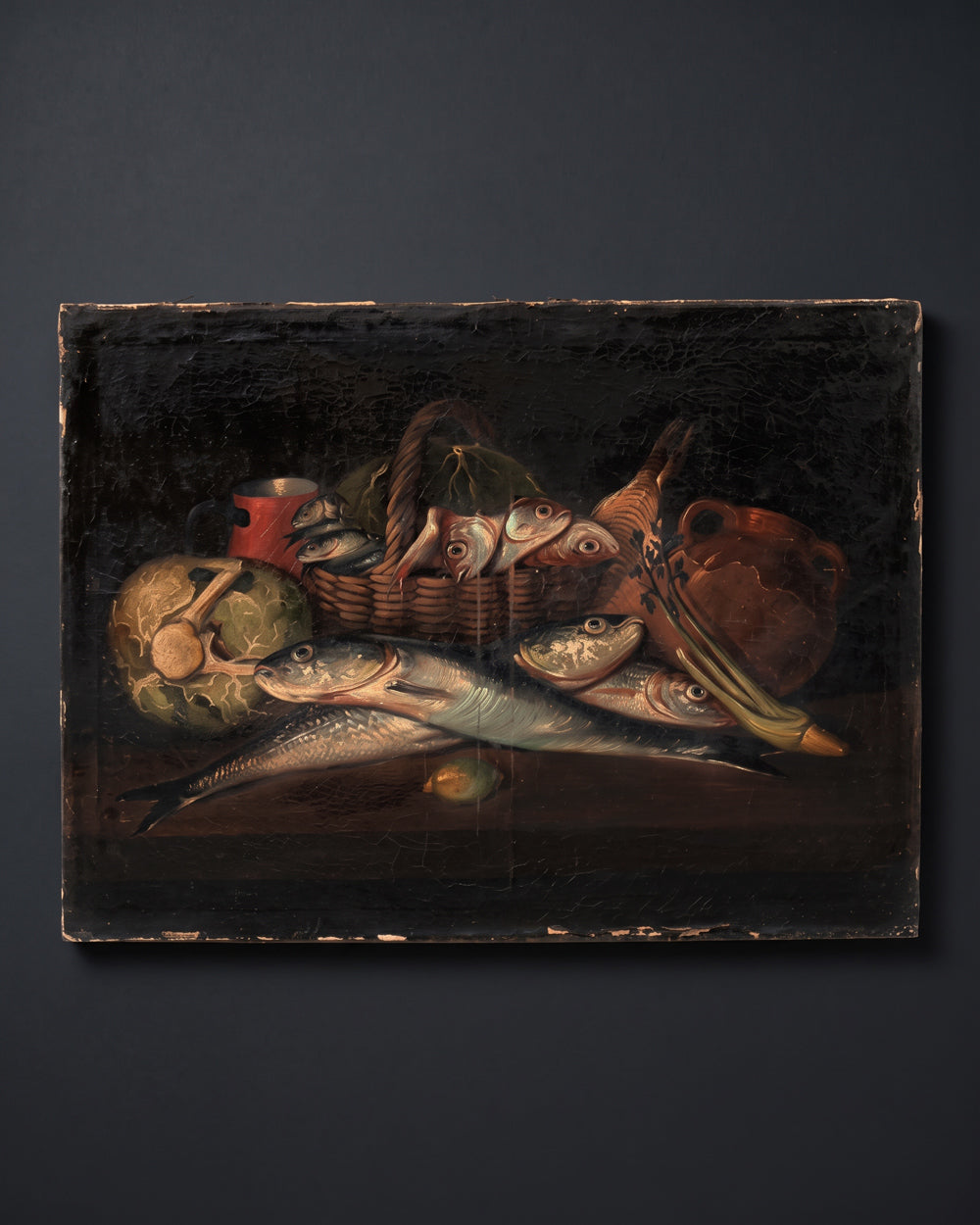 A Pair of Neapolitan Fish Still Lifes, 19th Century