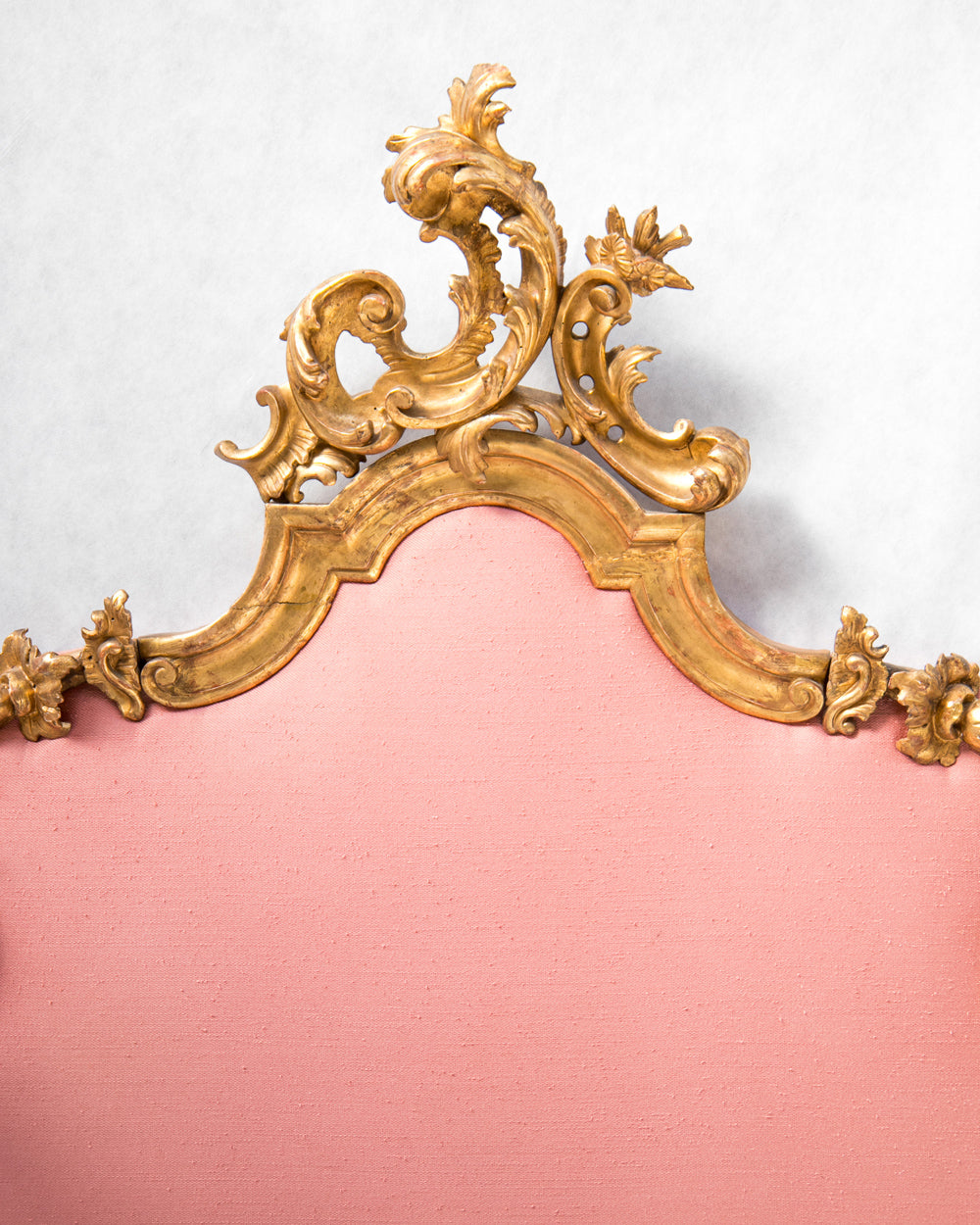 19th Century Italian Rococo Style Carved Giltwood Headboard