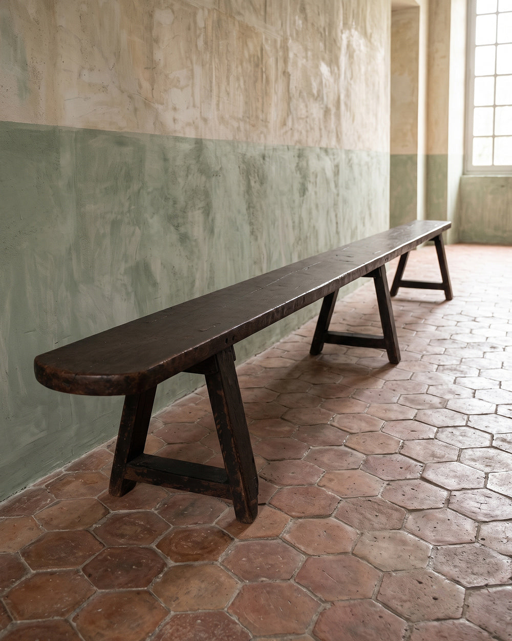 Antique French Provincial Wooden Bench, No. 2 | 335 cm