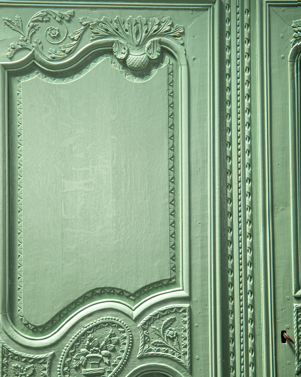 Pistache Green French Antique Marriage Armoire