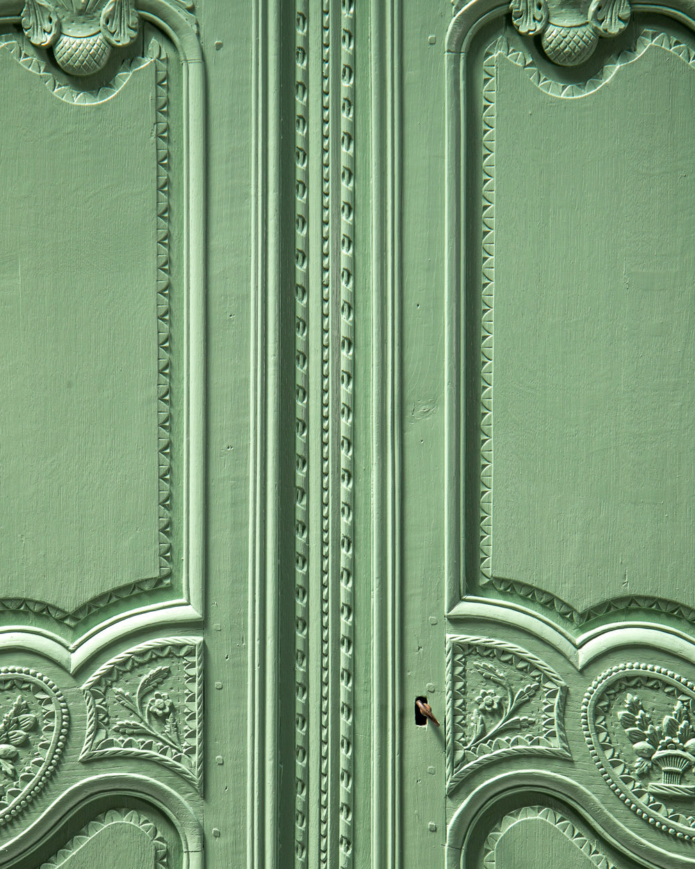 Pistache Green French Antique Marriage Armoire