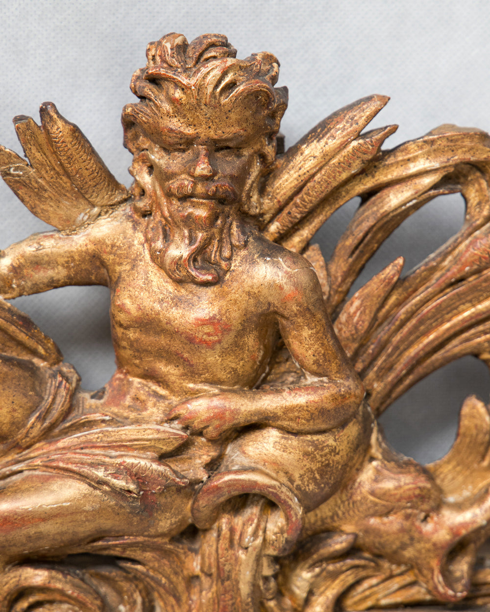 18th C French Louis XVI Mercury Mirror with River God Crest