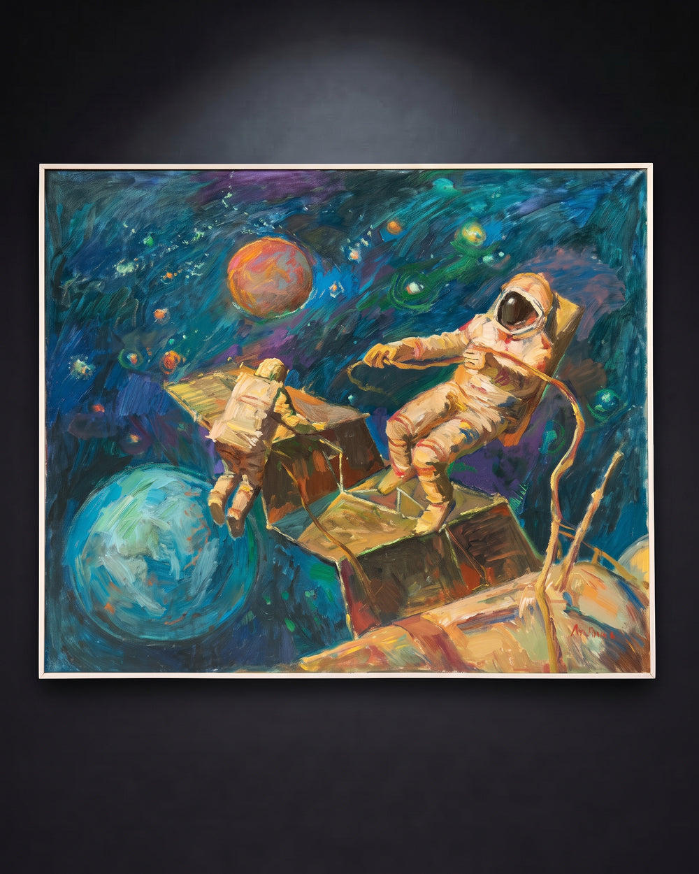 The Cosmonauts, Oil Painting by Anatoliy (Nikitovich) Yanev, 1980s