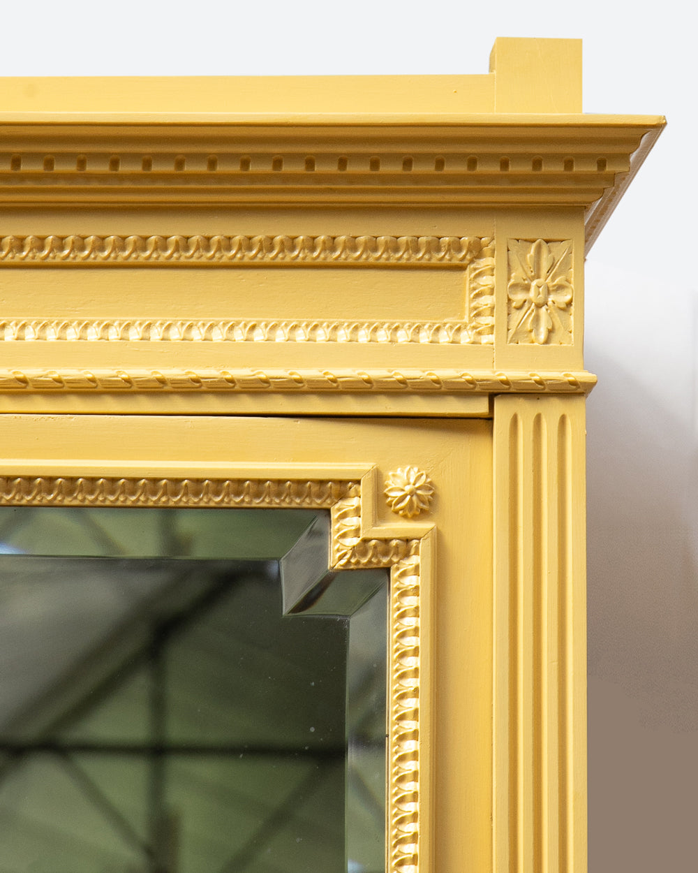 Louis XVI Style Yellow Painted Mirror Door Armoire