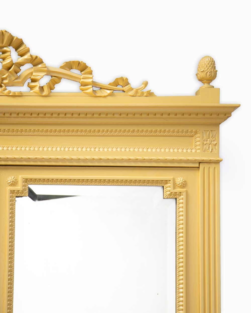Louis XVI Style Yellow Painted Mirror Door Armoire